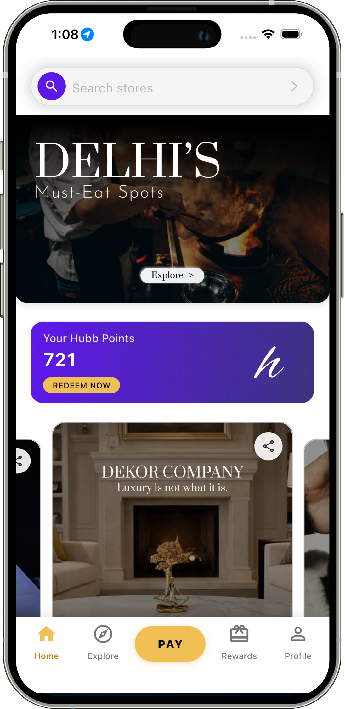 Hubb Rewards App - Home